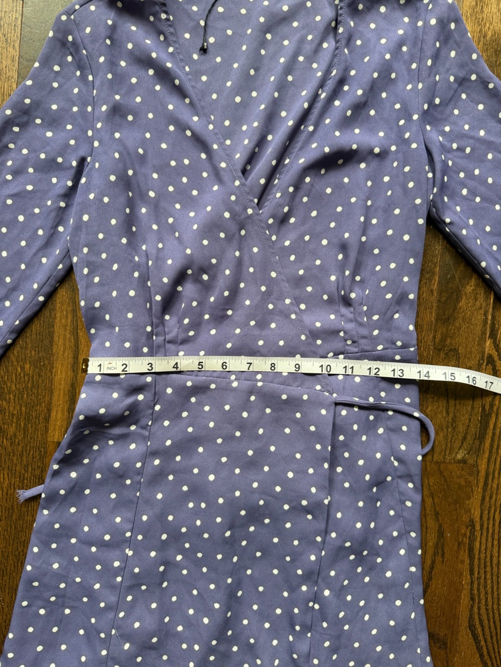 Mango Periwinkle Polka Dot Wrap Midi Dress - Picture 5 of 7